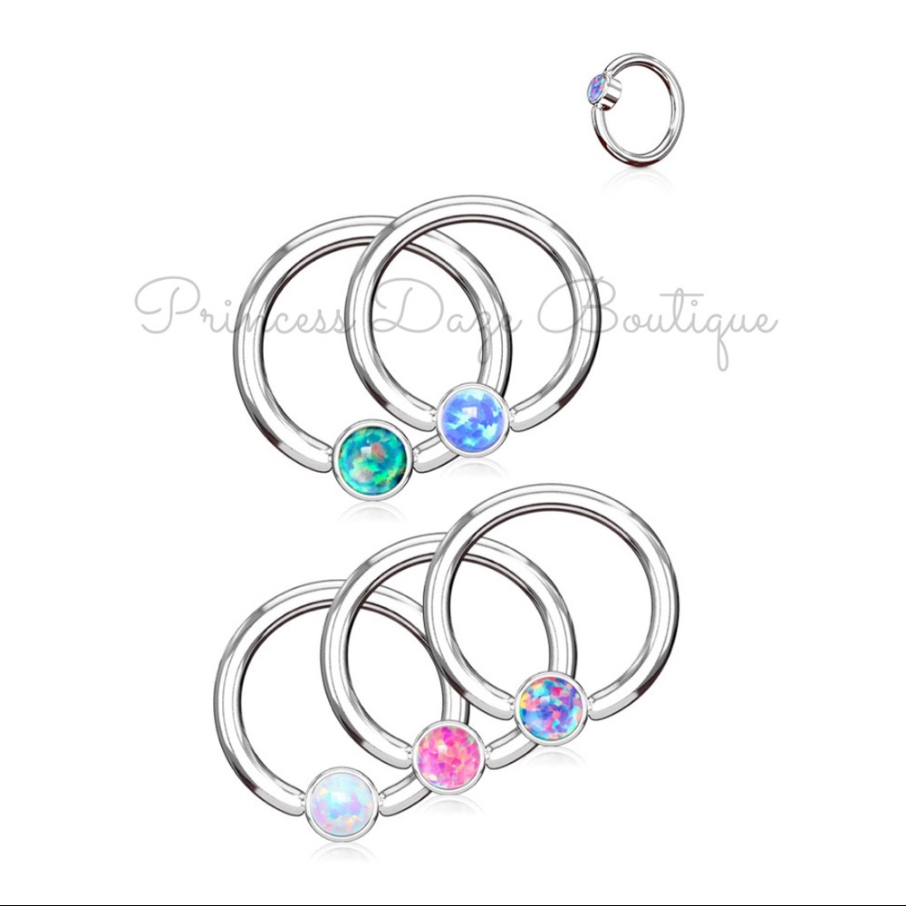 Opal Hoop Ring Septum Ear Cartilage Daith Piercings‎